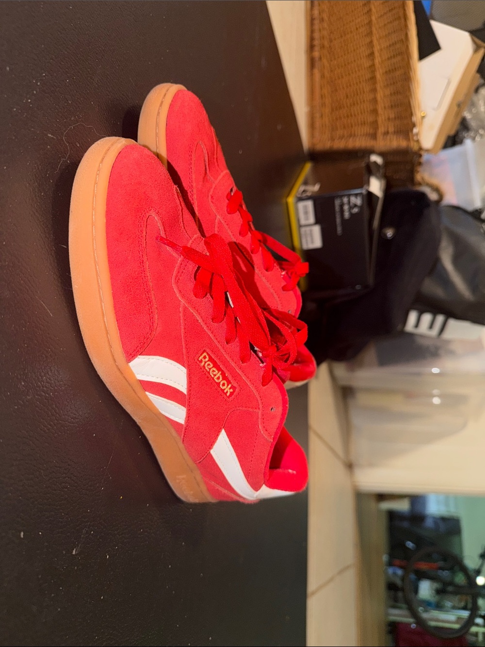 Reebok Court Advance Red Suede Sneakers Gum Sole | Women’s 8.5